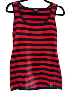 Rondina Red & Navy Striped Scoop Neck Tank, NWT M